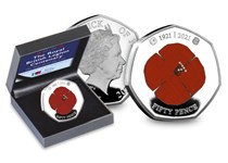 Your RBL Centenary Heritage Silver Proof 50p set features the the original Poppy design has been struck from .925 Silver with selective colour printing. 