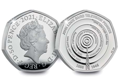 This 50p has been struck and issued by The Royal Mint to mark the 75th anniversary of John Logie Baird's death. Struck from .925 Silver to a Proof finish and comes in a Royal Mint presentation case.