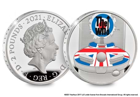 This is the official The Who coin issued by The Royal Mint. Struck from 1oz of 99.9% silver to a proof finish and has a denomination of £2. It is presented in its original box from The Royal Mint.