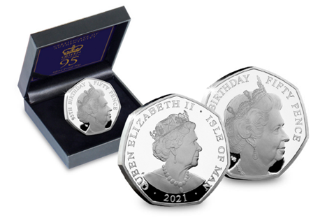 Your Queen Elizabeth 95th Birthday 50p is struck from .925 Silver to a Proof finish. The reverse features a portrait of the Queen from the 2000s. 