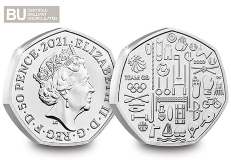 This 50p has been issued to celebrate Team GB's participation in the Tokyo 2021 Olympic Games.