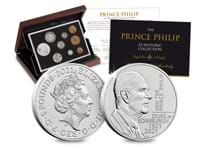 Honouring the life of Prince Philip, this collection includes the UK 2021 BU Prince Philip Memorial £5 alongside a set of coins issued in the year that Prince Philip was born, 1921.