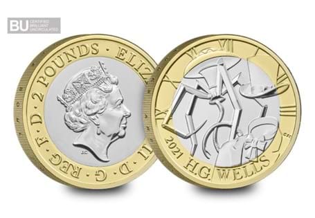 This £2 coin has been issued to commemorate the 75th anniversary of the death of the English novelist, journalist, sociologist, and historian, Herbert George Wells.