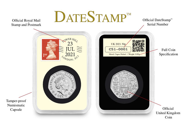 UK 2021 50p DateStamp Issue