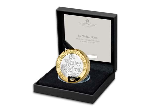 UK 2021 Walter Scott Silver Piedfort £2 Coin in display box