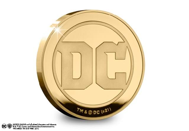 DC Justice League side of medal showing the DC symbol