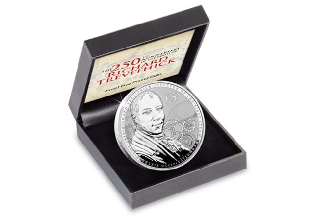 Trevithick £5 Coin Reverse in Presentation Box