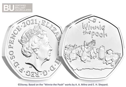 Winnie the Pooh and Friends BU 50p obverse and reverse with BU logo