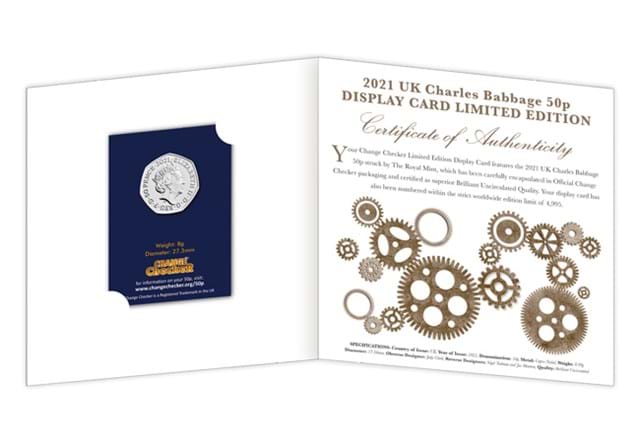 Charles Babbage BU 50p Display Card inside