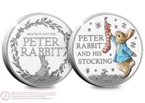 Peter Rabbit™ is back on this exclusive Christmas Commemorative. Struck from 925/1000 Sterling Silver to a Proof finish. 