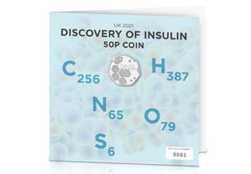 2021 UK Discovery of Insulin 50p Display Card Front