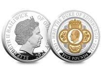 Your Prince Philip in Memoriam Silver £5 is struck from .925 Silver to a Proof finish. The reverse features a portrait of Prince Philip surrounded by heraldic designs.