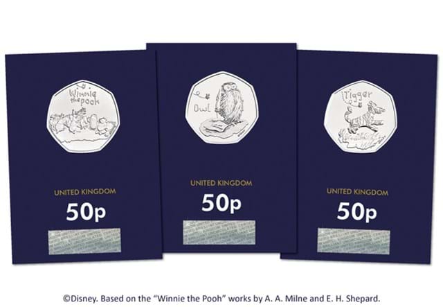 Winnie the Pooh BU 50p Set of Three all Reverse in Change Checker Pack