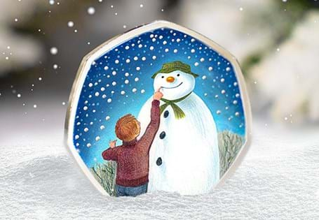 This is the official 2021 Snowman 50p issued by The Royal Mint. It has been struck from .925 Silver to a proof finish and features an image of The Snowman in colour. 