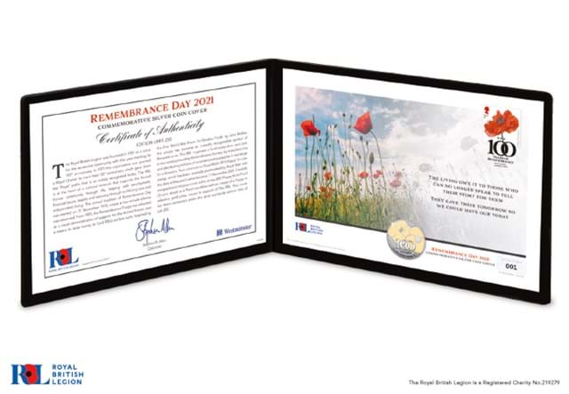 Remembrance Day 2021 Commemorative Silver Coin Cover Inside