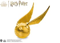 Your Harry Potter Golden Snitch is struck from 3oz pure silver, with the addition of 24ct gold-plate. Wings magically stem from the snitches body, poised to fly away. Limited to 2,022 worldwide.