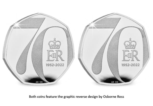 Both coins feature the graphic reverse design by Osborne Ross