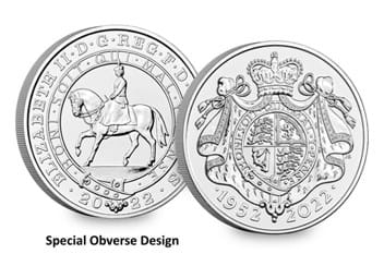 2022 Platinum Jubilee BU £5 Obverse and Reverse Special Obverse Design