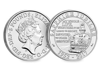 Sapphire Jubilee £5 Crown Obverse and Reverse
