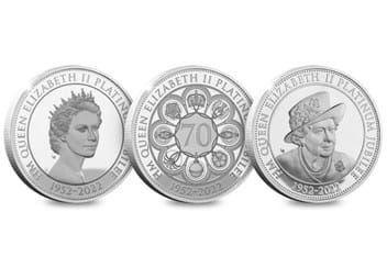 The Platinum Jubilee Proof Five Pound Set all Reverses