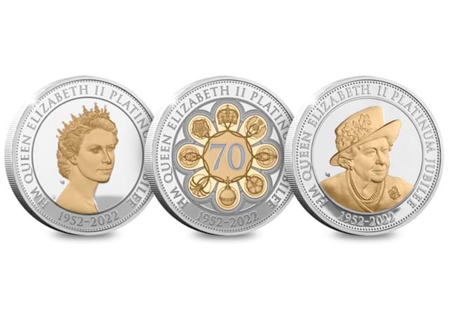 The Platinum Jubilee Silver Proof Five Pound Set all Reverses