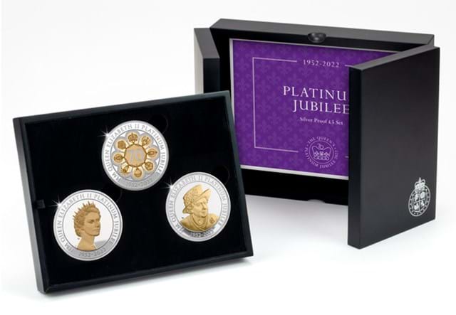 The Platinum Jubilee Silver Proof Five Pound Set in Display Box
