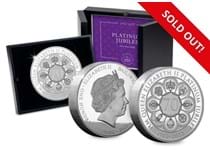 This coin has been issued to mark Her Majesty Queen Elizabeth II's Platinum Jubilee. It's been struck from a Kilo of .999 Sterling Silver and features a heraldic design on the reverse. 
