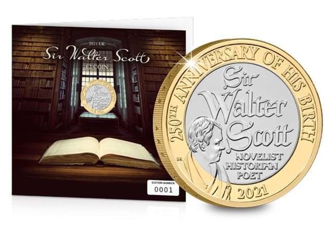 Sir Walter Scott £2 Reverse with Display Card