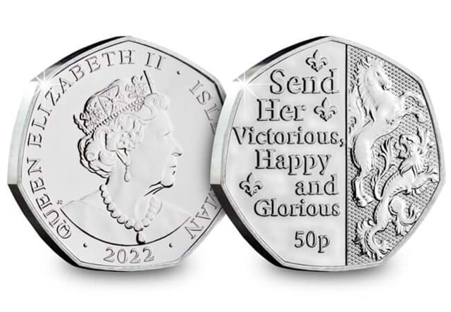 Send Her Victorious Happy and Glorious 50p Obverse and Reverse