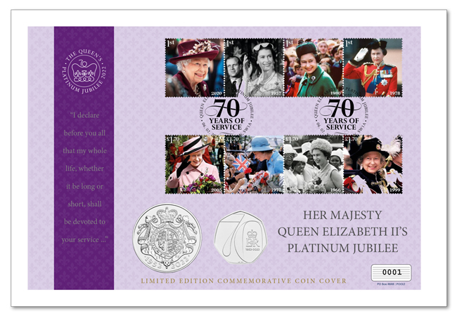 UK Platinum Jubilee BU Coin and Stamp Cover