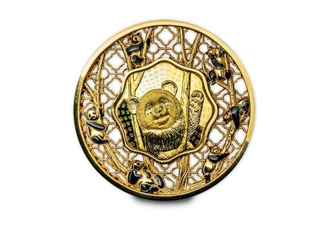 Gold Edition Filigree Panda Coin Reverse