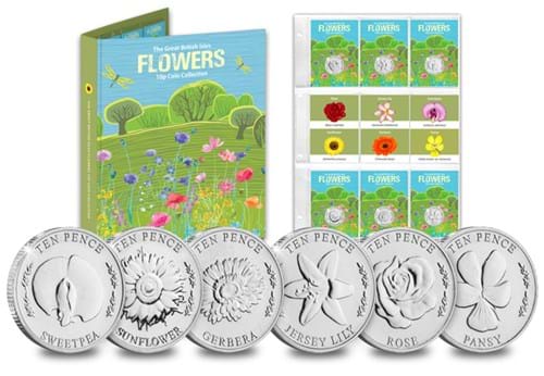 The Garden Flowers Uncirculated 10p Set with folder