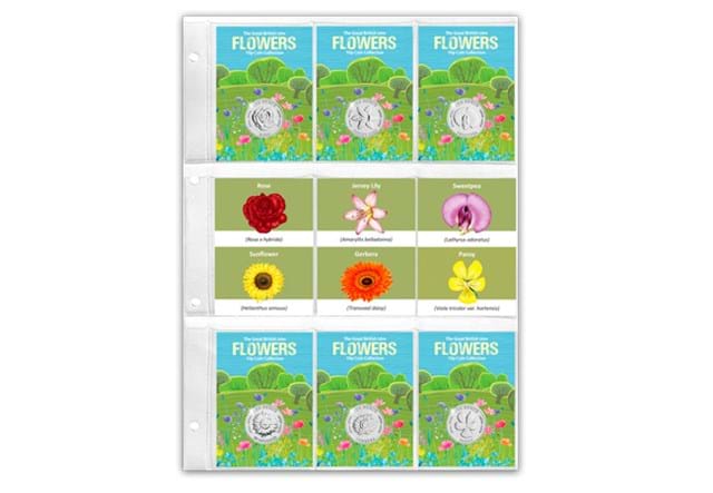 The Garden Flowers Uncirculated 10p Set pocket page