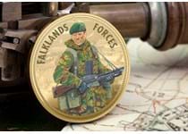 To commemorate the 40th anniversary of the Falklands conflict, your commemorative features a Royal Marine and has been plated in 24 Carat Gold.