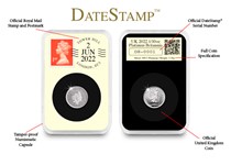 This DateStamp™ includes the 1/10th Platinum Britannia and has been postmarked with the Queen's official birthday - 2nd June 2022. It also marks her Platinum Jubilee and 70th year on the throne.