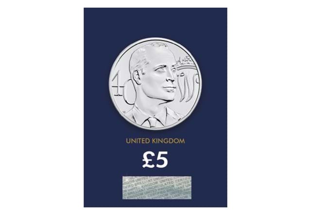 2022 UK Prince William £5 Coin reverse in CC packaging