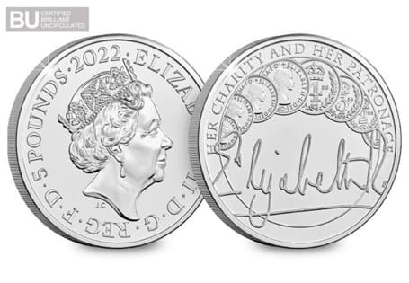 This coin has been issued to celebrate the Queen's Reign, featuring a design highlighting her support and patronage of charities. This coin has been CERTIFIED as superior Brilliant Uncirculated.