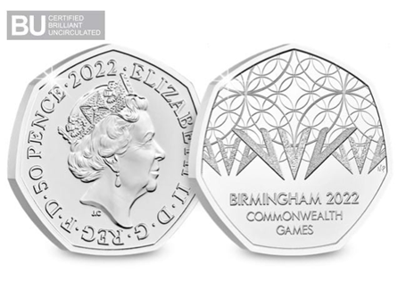 This UK 2022 50p coin commemorates the Commonwealth Games held in Birmingham and has been struck to celebrate sport and human performance. 