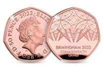 This Gold Proof 50p has been issued by The Royal Mint to celebrate 20 years since the first Commonwealth Games was held. It features the geometric patterns of Birmingham Library