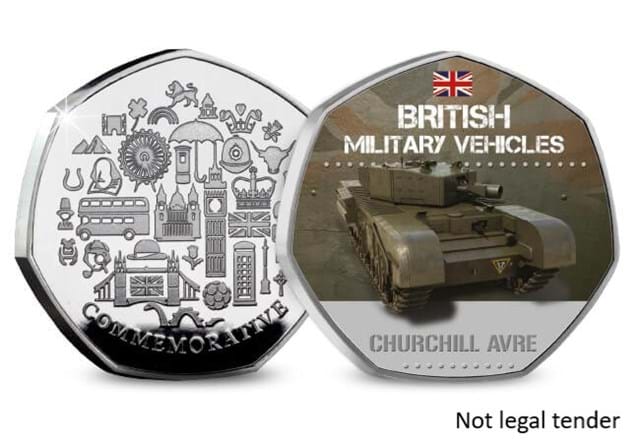 DN 2022 British Military Vehicles Collection Churchill Avre obv/rev not legal tender