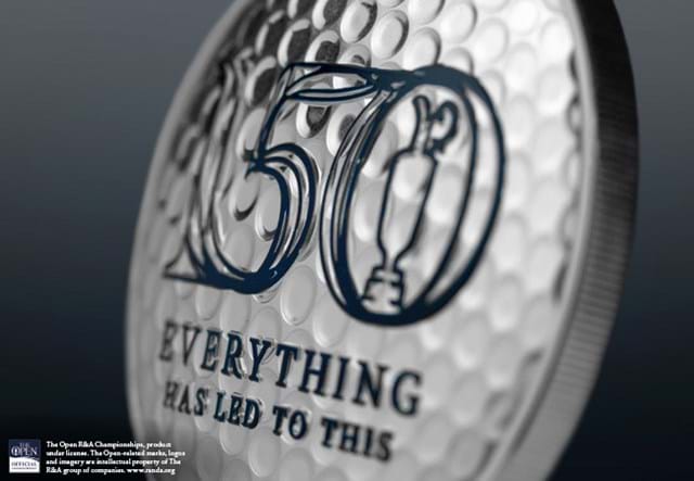 Close up of The 150th Open Silver 5oz Domed Commemorative
