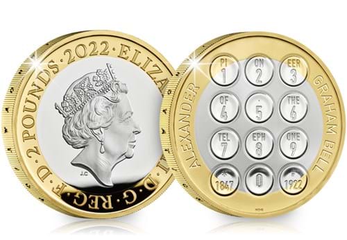 UK 2022 Alexander Graham Bell Silver £2 Obverse Reverse
