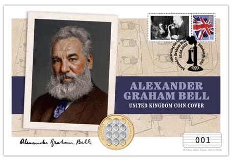 The Alexander Graham Bell cover features the 2022 £2 coin,
struck to a Brilliant Uncirculated Quality with design by Henry Gray.  Features a 1st class postmarked stamp. EL: 495