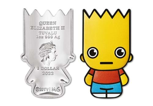 Bart Simpson Minted Mini 1Oz Silver Coin Obverse Reverse