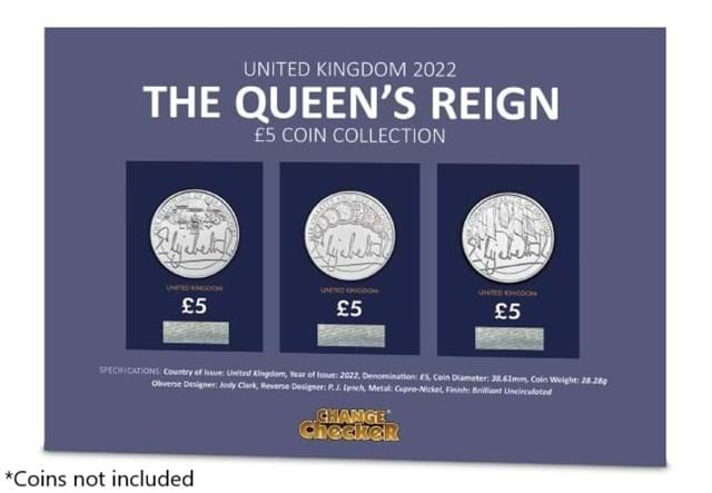 The Queen's Reign Display Page - *Coins not included