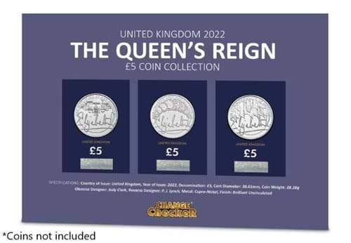 The Queen's Reign Display Page - *Coins not included