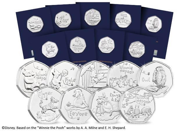 UK Winnie the Pooh BU 50p Complete Set