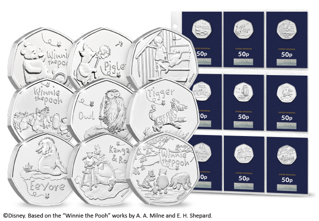 UK Winnie the Pooh BU 50p Complete Set