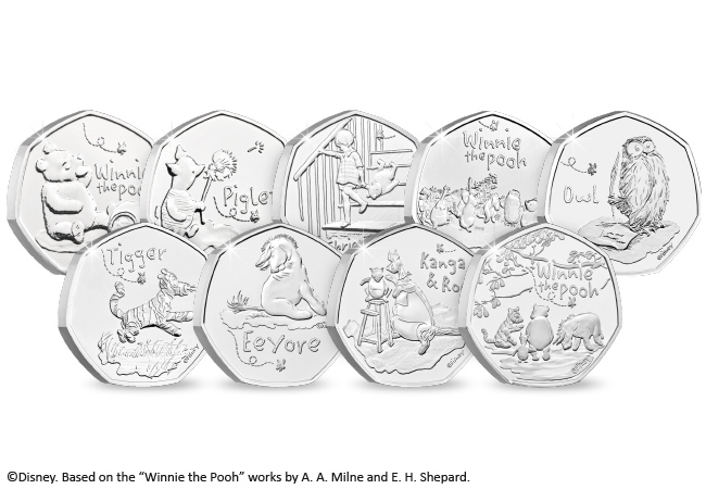 UK Winnie the Pooh BU 50p Complete Set