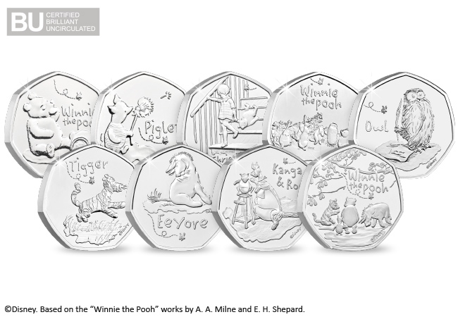 UK Winnie the Pooh BU 50p Complete Set